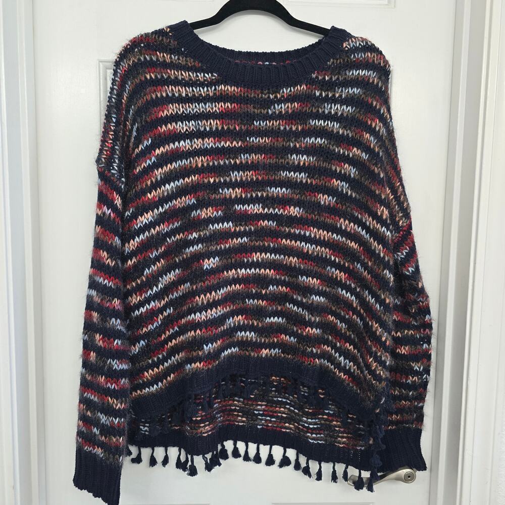 Women’s Cable Knit Sweater Sz S Oversize Tassel Boho Artsy Soft Cozy Whimsigoth